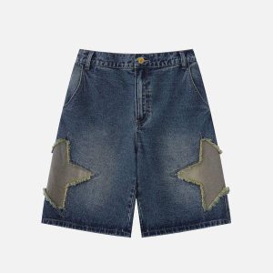 Concert Outfit Star Tassel Patch Gradient Jorts