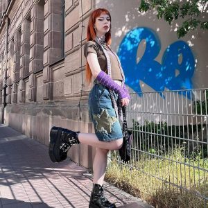 Concert Outfit Star Tassel Patch Gradient Jorts