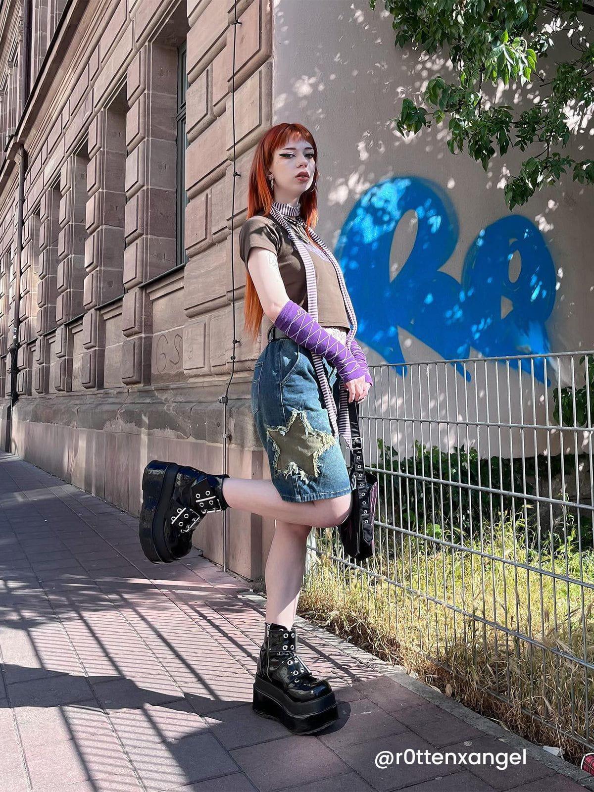 Concert Outfit Star Tassel Patch Gradient Jorts Concert Outfit Star Tassel Patch Gradient Jorts