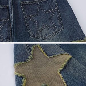 Concert Outfit Star Tassel Patch Gradient Jorts
