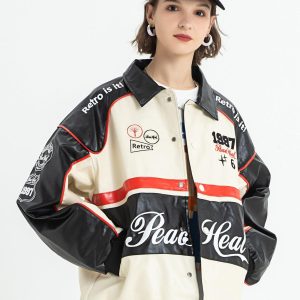 Concert Outfit Stitching Color Motorcycle Jacket