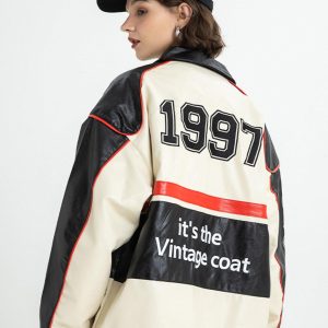 Concert Outfit Stitching Color Motorcycle Jacket