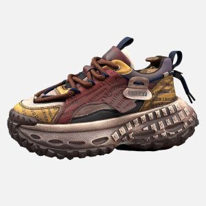 Concert Outfit Stitching Letter Tire Sole Platform Sneakers