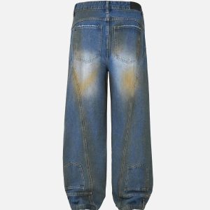 Concert Outfit Straight-Leg Patchwork Mud-Dyed Jeans