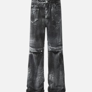 Concert Outfit Street Batik Deconstructed Split Jeans