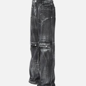 Concert Outfit Street Batik Deconstructed Split Jeans