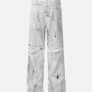 Concert Outfit Street Batik Deconstructed Split Jeans