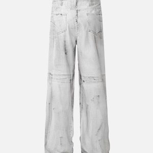 Concert Outfit Street Batik Deconstructed Split Jeans