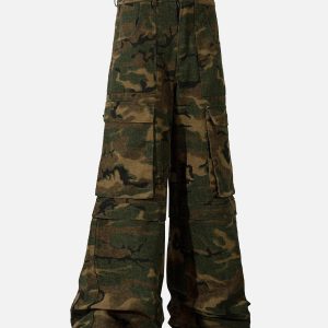 Concert Outfit Street Camouflage Multi Pocket Cargo Pants