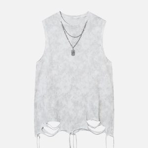Concert Outfit Street Chain Waistcoat Ripped Vest