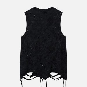 Concert Outfit Street Chain Waistcoat Ripped Vest