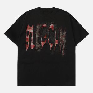 Concert Outfit Street Contrast Color Embroidered T-Shirt