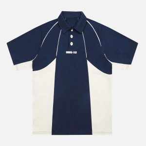 Concert Outfit Street Contrast Panel Polo Shirt