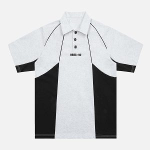 Concert Outfit Street Contrast Panel Polo Shirt