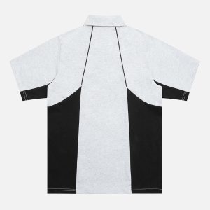 Concert Outfit Street Contrast Panel Polo Shirt