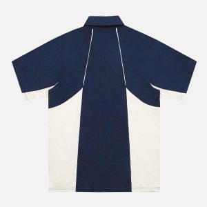 Concert Outfit Street Contrast Panel Polo Shirt