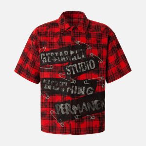 Concert Outfit Street Creative Pin Print Plaid Shirt