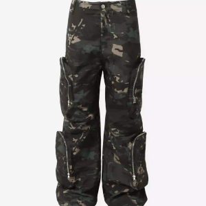 Concert Outfit Street Dark Camouflage Zipper Cargo Pants