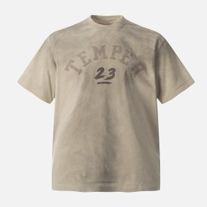 Concert Outfit Street Distressed Tie-Dye Letter Print T-Shirt