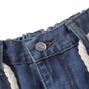 Concert Outfit Street Drawstring Star Applique Jeans