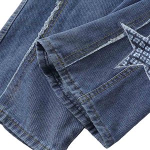Concert Outfit Street Drawstring Star Applique Jeans