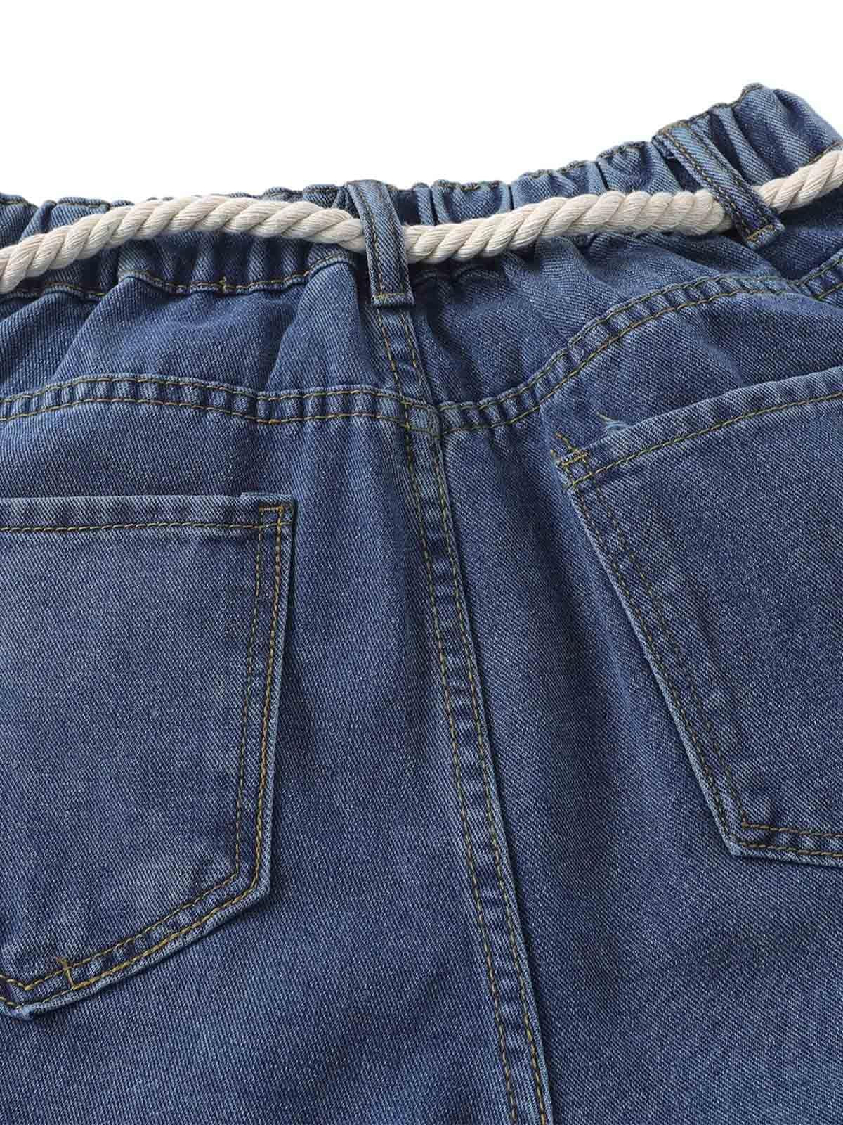 Concert Outfit Street Drawstring Star Applique Jeans Concert Outfit Street Drawstring Star Applique Jeans