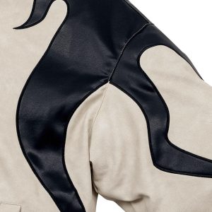 Concert Outfit Street Flame Embroidered Suede Padded Puffer Jacket