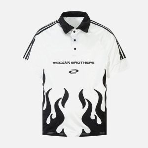 Concert Outfit Street Flame Embroidery POLO T-Shirt