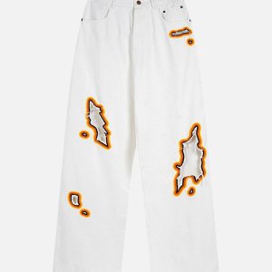 Concert Outfit Street Flame Towel Embroidered Jeans