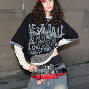 Concert Outfit Street Graffiti POLO Lapel Shirt