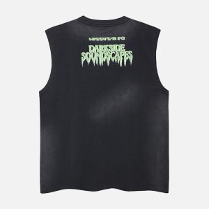 Concert Outfit Street Graphic Spray Print Necklace T-Shirt