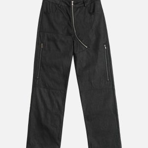 Concert Outfit Street Hip-Hop Structure Zipper Design Washed Jeans