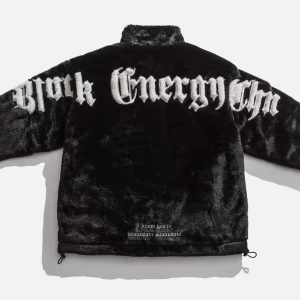 Concert Outfit Street Letter Embroidered Fleece Jacket