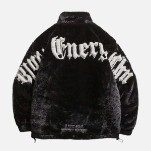 Concert Outfit Street Letter Embroidered Fleece Jacket