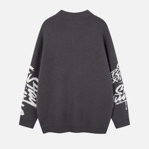 Concert Outfit Street Letter Graffiti Jacquard Sweater
