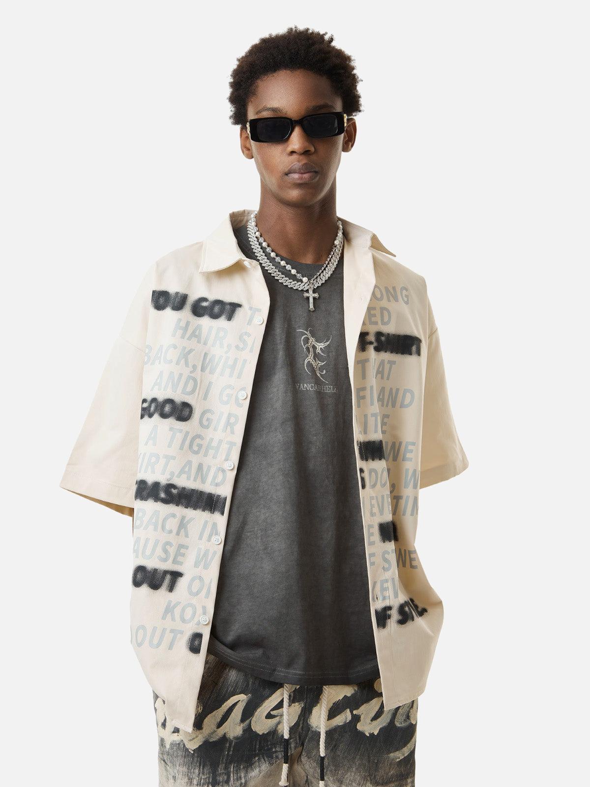 Concert Outfit Street Letter Print Short Sleeve Shirt Concert Outfit Street Letter Print Short Sleeve Shirt