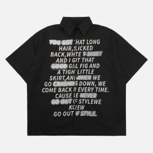 Concert Outfit Street Letter Print Short Sleeve Shirt
