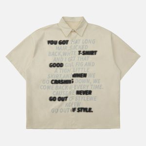 Concert Outfit Street Letter Print Short Sleeve Shirt