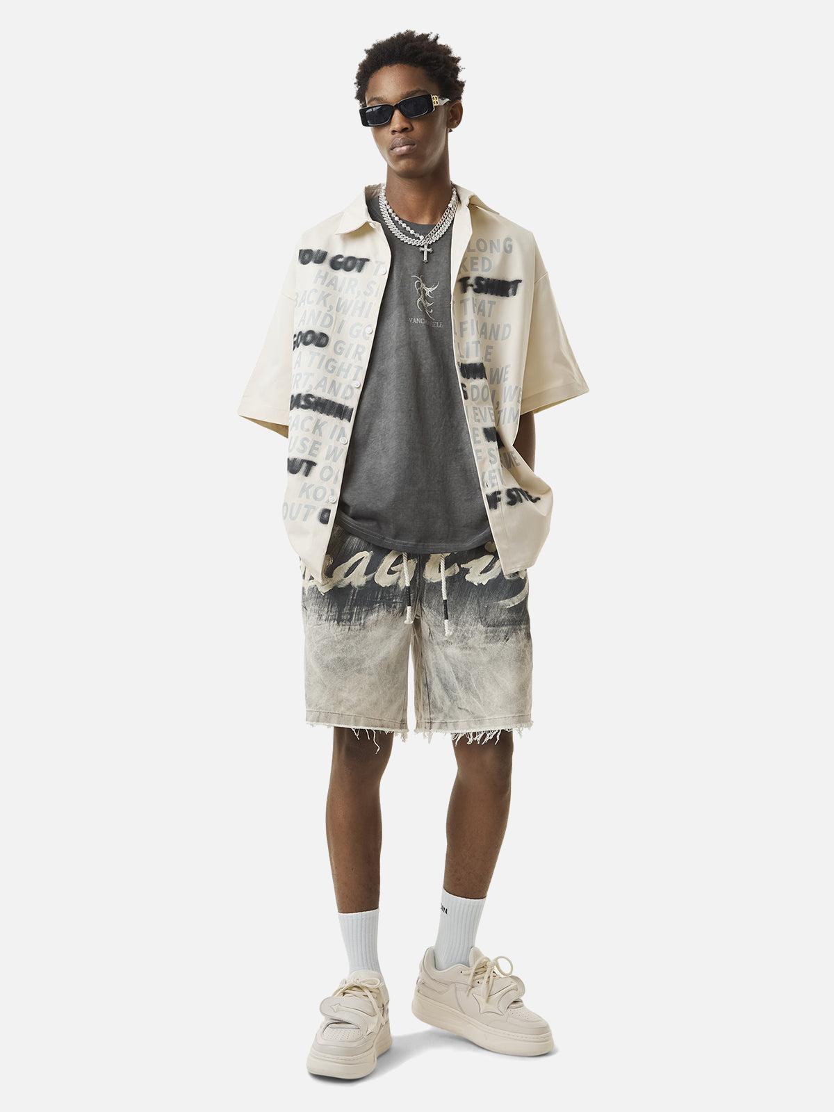 Concert Outfit Street Letter Print Short Sleeve Shirt Concert Outfit Street Letter Print Short Sleeve Shirt