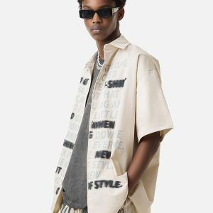 Concert Outfit Street Letter Print Short Sleeve Shirt