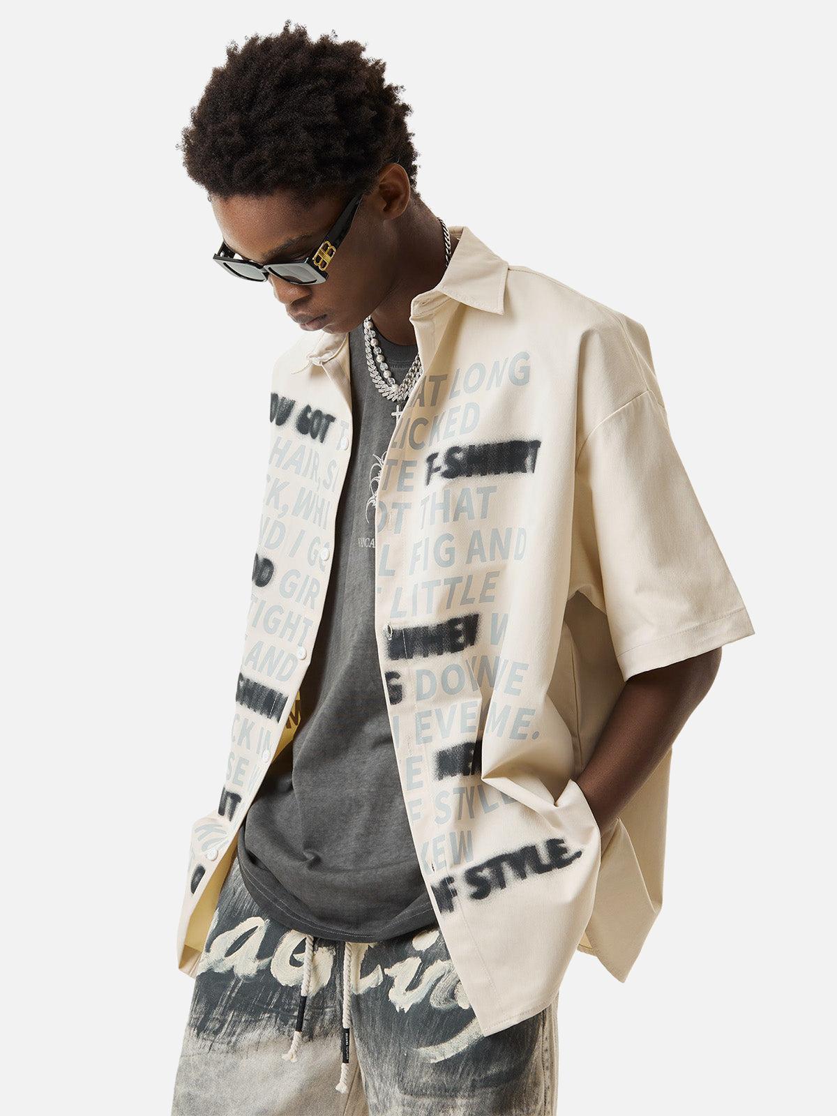 Concert Outfit Street Letter Print Short Sleeve Shirt Concert Outfit Street Letter Print Short Sleeve Shirt