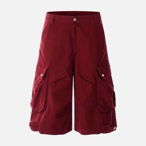 Concert Outfit Street Multi-Pocket Pleated Cargo Jorts