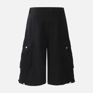 Concert Outfit Street Multi-Pocket Pleated Cargo Jorts