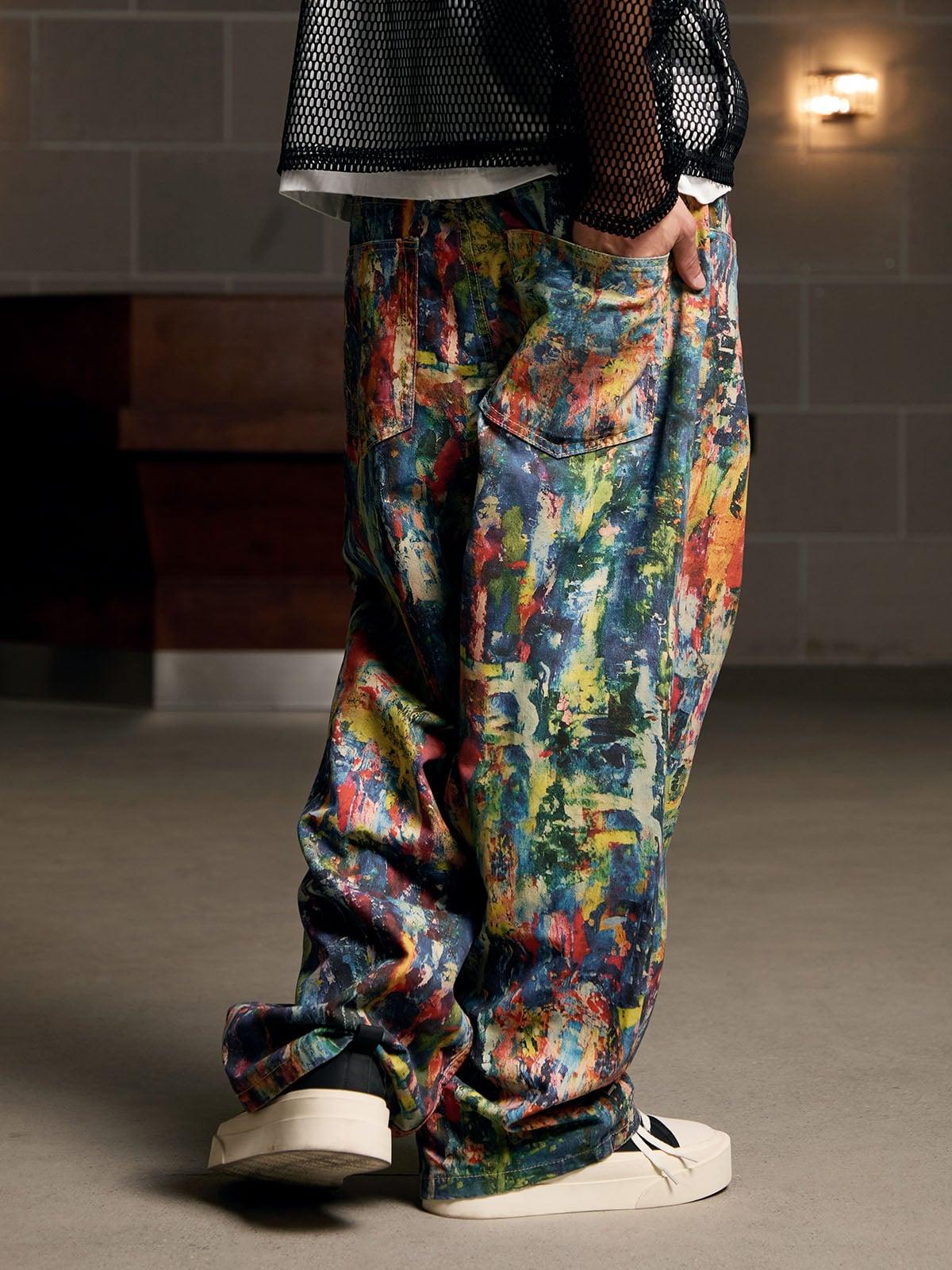 Concert Outfit Street Oil Painting Color Straight Jeans Concert Outfit Street Oil Painting Color Straight Jeans