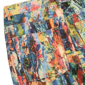 Concert Outfit Street Oil Painting Color Straight Jeans