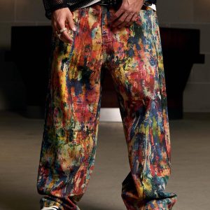Concert Outfit Street Oil Painting Color Straight Jeans