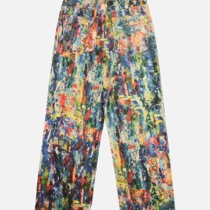 Concert Outfit Street Oil Painting Color Straight Jeans