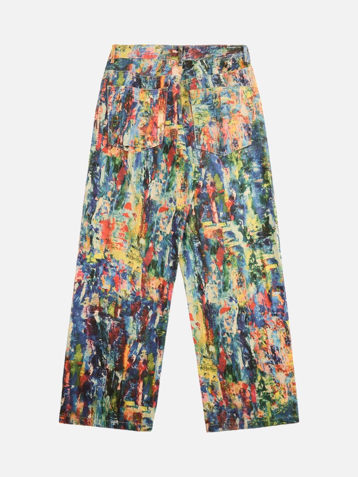 Concert Outfit Street Oil Painting Color Straight Jeans Concert Outfit Street Oil Painting Color Straight Jeans