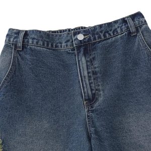 Concert Outfit Street Patchwork Star Embroidered Denim Shorts