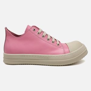 Concert Outfit Street Pink Leather Low-Top Sneakers